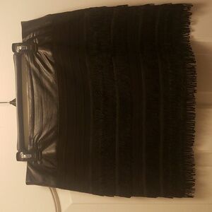 NWT Red Saks 5th Avenue Black Fringe Mini Skirt Size Large